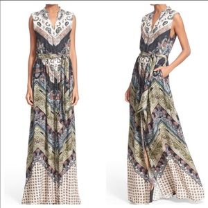 Alice + Olivia Marianna Mixed Print Maxi Dress